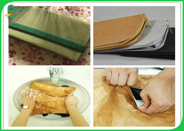 0.55mm Hard structure Washable Kraft Fabric For Handbags Material 