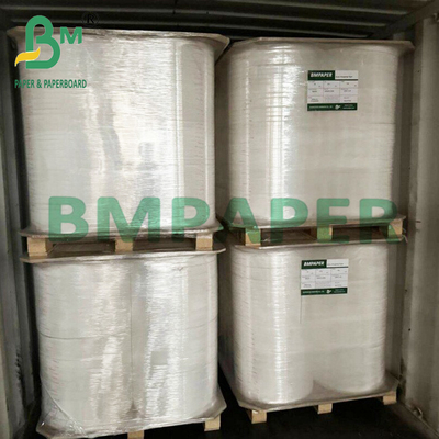 25mm x 1000m ফুড গ্রেড প্যাকেজিং স্ট্র হোয়াইট পেপার উইথ জাম্বো রোল 28g